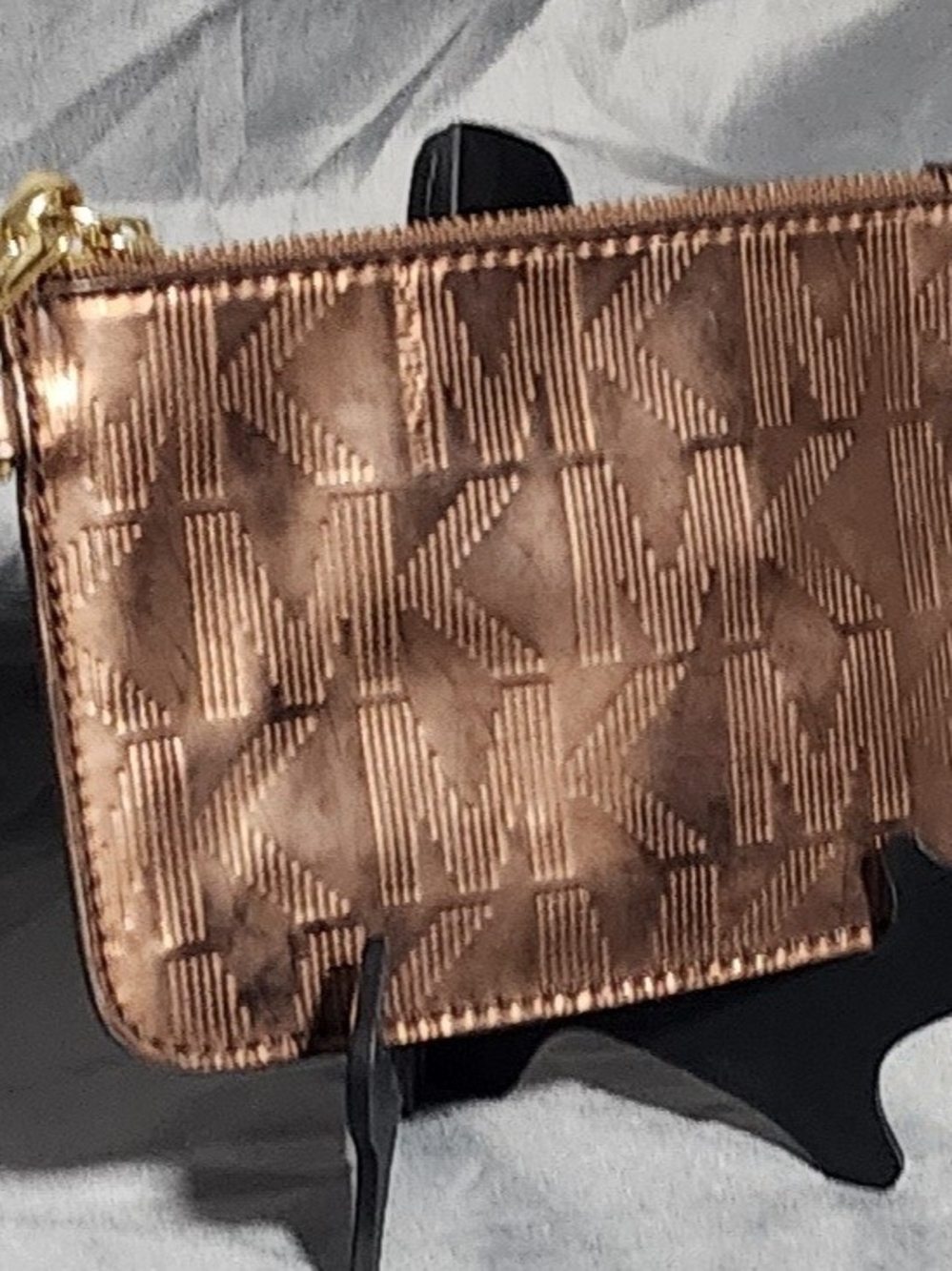Michael Kors Jet Set Metallic Bronze Signature Monogram Wristlet Card Case